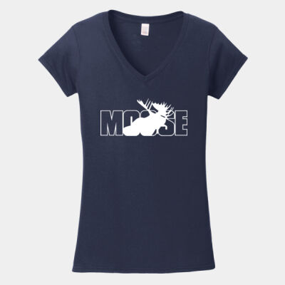 The Moose Club - Softstyle ® Ladies Fit V Neck T Shirt Thumbnail