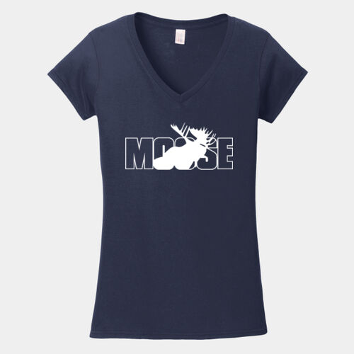 The Moose Club - Softstyle ® Ladies Fit V Neck T Shirt Thumbnail